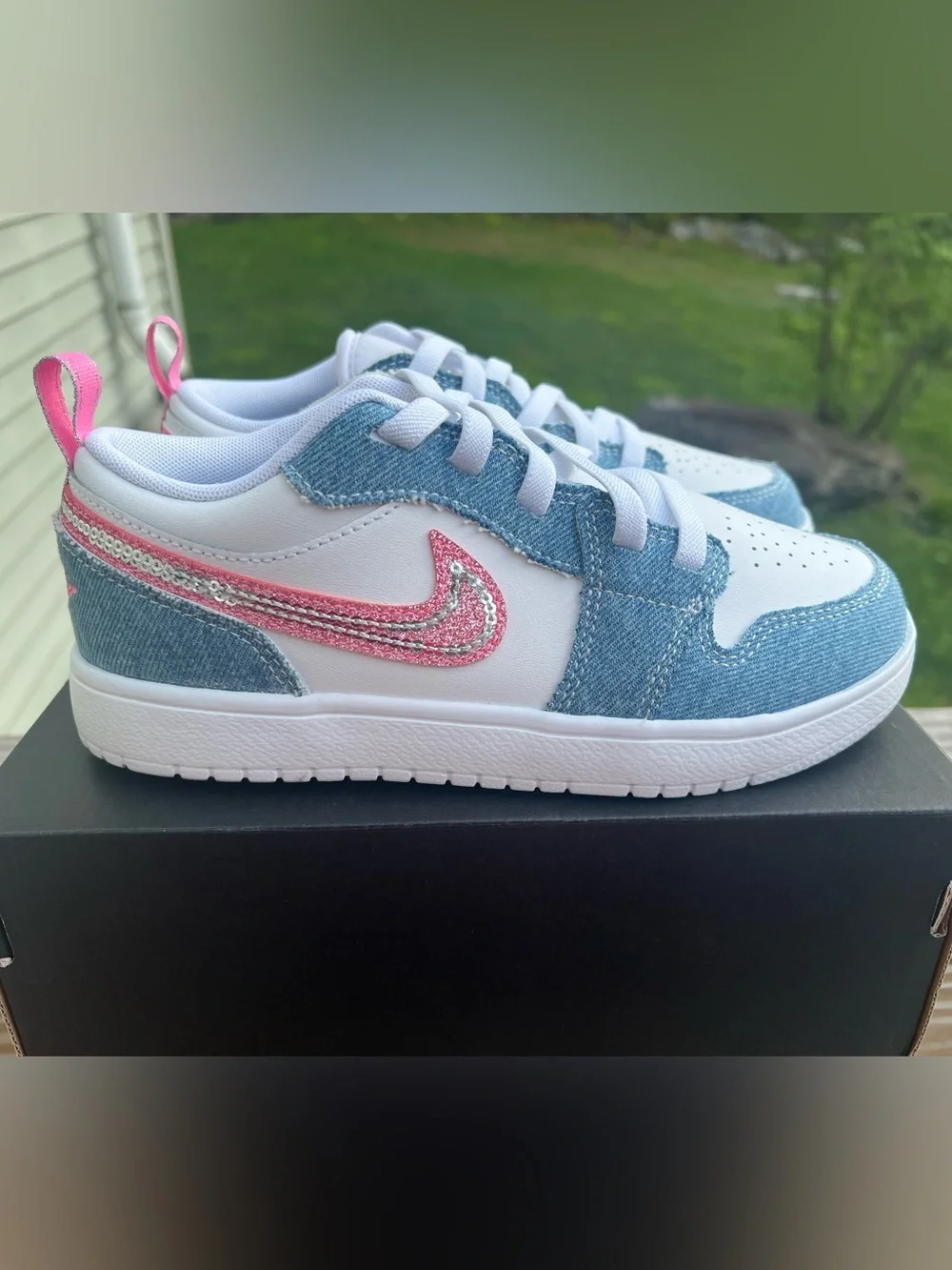 Kids 3Y (UK 2.5) Jordan 1 Low ALT SE Denim Sequin (PS)